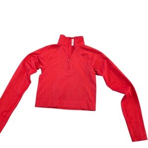All In Motion Red Ribbed Knit Crop Top 1/4 Zip Like New